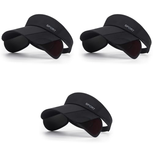 PALAY® Sun Golf Visor Hats for Women Adjustable Retractable Brim Cap Beach Black 3PCS PALAY® Sun Golf Visor Hats for Women Adjustable Retractable Brim Cap Beach Black 3PCS
